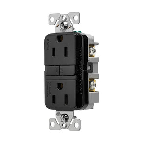 Eaton TRGF15BK Receptacle, 125 V, 15 A, NEMA: 5-15R, GFCI Socket, Back, Side Wiring, Black, Pack of 10
