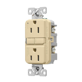 Eaton TRGF15V-BX-L Receptacle, 125 V, 15 A, NEMA: 5-15R, GFCI Socket, Back, Side Wiring, Ivory, Pack of 6