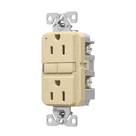 Eaton TRGF15V-BX-L Receptacle, 125 V, 15 A, NEMA: 5-15R, GFCI Socket, Back, Side Wiring, Ivory, Pack of 6