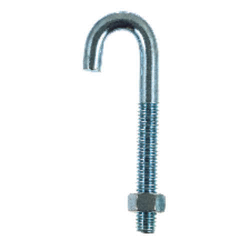 Hampton Small Zinc-Plated Silver Zinc 1 in. L J-Bolt 375 lb 1 pk, Pack of 10