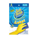 Soft Scrub Latex Cleaning Gloves L Yellow 2 pair, Pack of 6