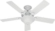 Hunter 53251/28722 Ceiling Fan, 5203 cfm Air, 5-Blade, Beech/White Blade, 52 in Sweep, 3-Speed, With Lights: Yes