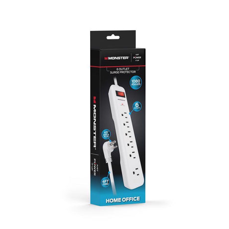 Monster Just Power It Up 4 ft. L 6 outlets Surge Protector White 1080 J