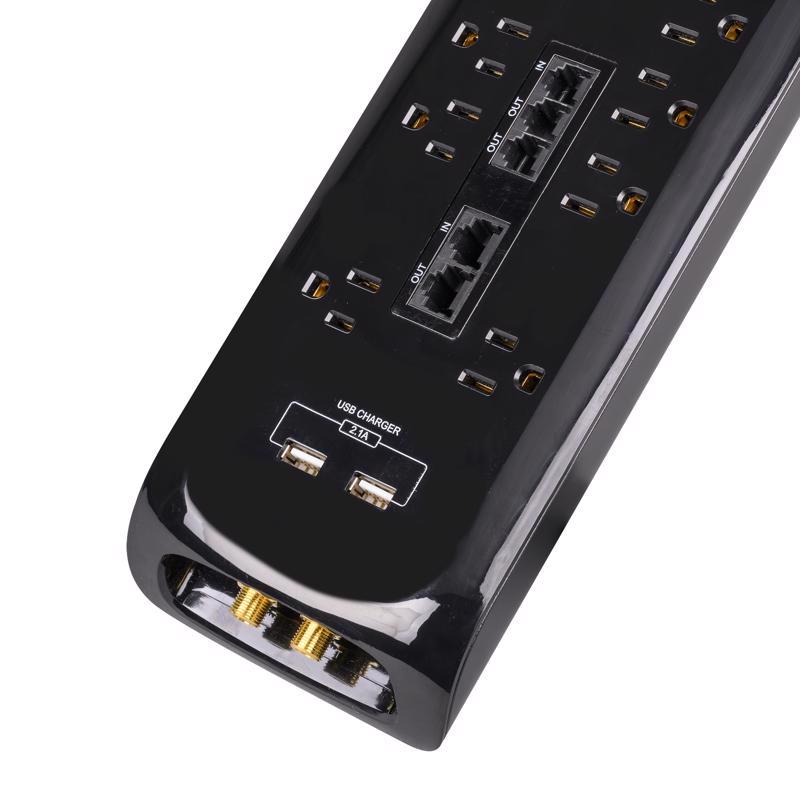 Monster Just Power It Up 6 ft. L 8 outlets Surge Protector w/USB Black 2160 J