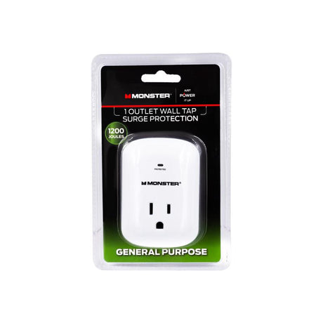 Monster Just Power It Up 0 ft. L 1 outlets Wall Tap Surge Protector White 1200 J