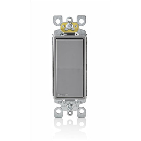 Leviton Decora 15 amps Three Pole Rocker AC Quiet Switch Gray 1 pk