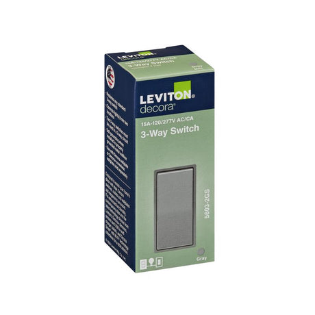 Leviton Decora 15 amps Three Pole Rocker AC Quiet Switch Gray 1 pk