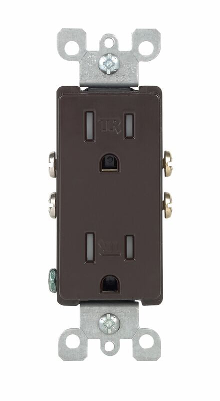 Leviton Decora 15 amps 125 V Duplex Brown Outlet 5-15R 1 pk