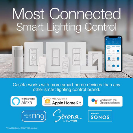 Lutron Caseta 5 amps Single Pole Wireless Smart-Enabled Rocker Switch White 1 pk