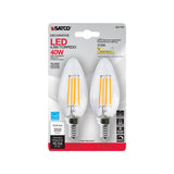 Satco B11 E12 (Candelabra) Filament LED Bulb Warm White 40 Watt Equivalence 2 pk