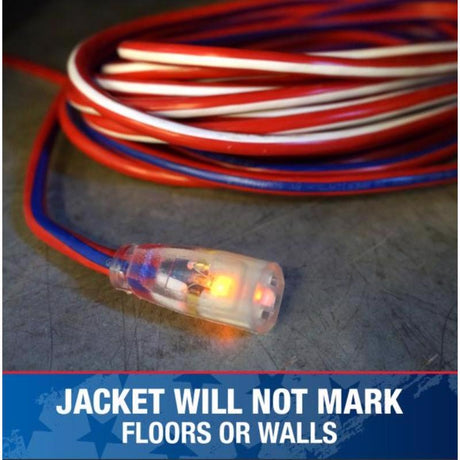 Southwire Wounded Warrior Project Indoor or Outdoor 25 ft. L Blue/Red/White Extension Cord 12/3 SJTW