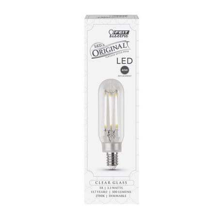 Feit T8 E12 (Candelabra) LED Bulb Soft White 40 Watt Equivalence 1 pk