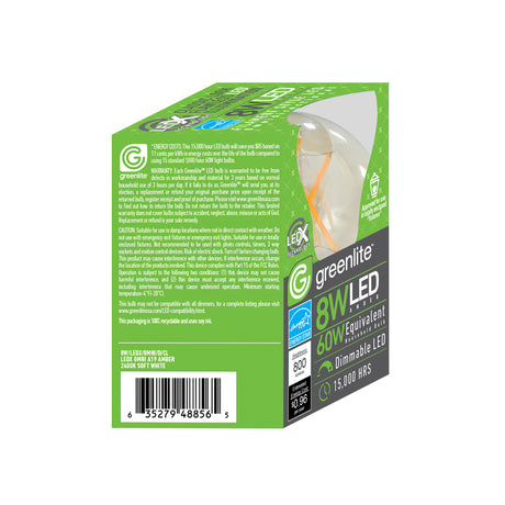 Greenlite A19 E26 (Medium) LED Bulb Amber 60 Watt Equivalence 1 pk
