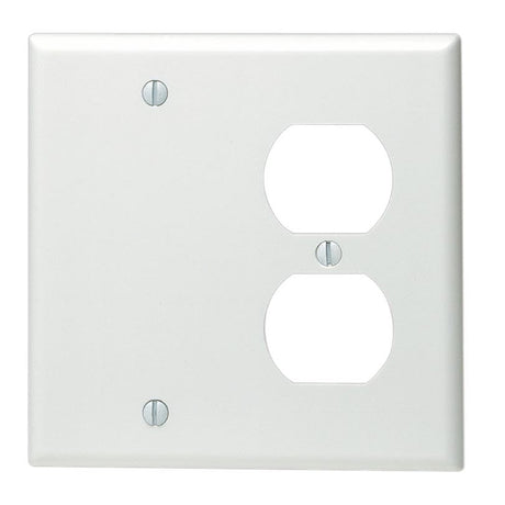 Leviton White 2 gang Thermoset Plastic Blank/Duplex Wall Plate 1 pk