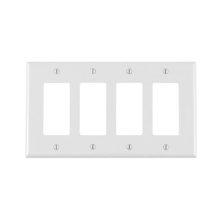 Leviton White 4 gang Thermoplastic Nylon Decorator Wall Plate 1 pk