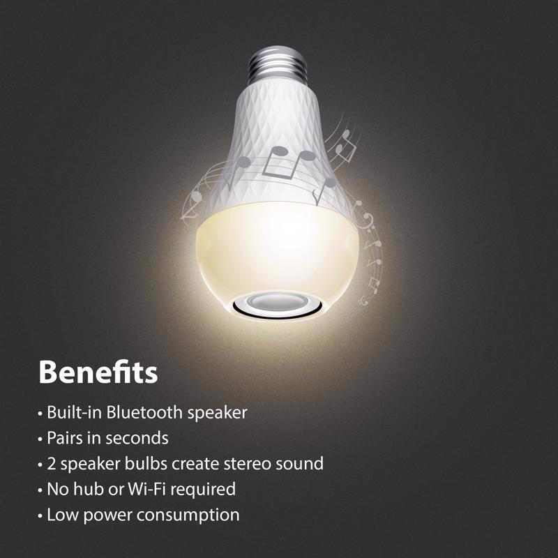 Feit A19 E26 (Medium) LED Speaker Bulb Bright White 60 Watt Equivalence 1 pk