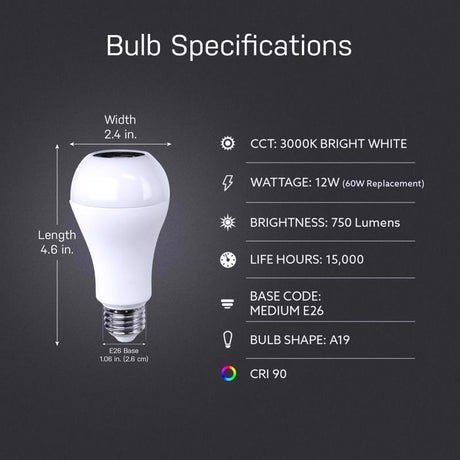 Feit A19 E26 (Medium) LED Speaker Bulb Bright White 60 Watt Equivalence 1 pk