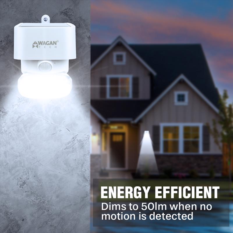 Wagan Tech Motion-Sensing Solar Powered LED White Security Wall Light, Pack of 6