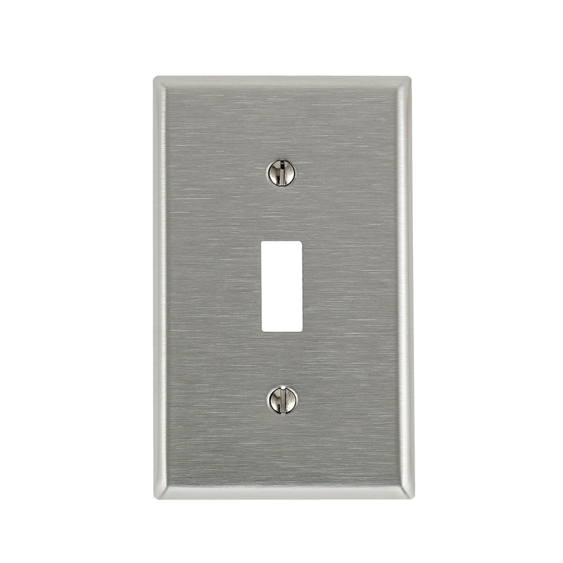 Leviton Antimicrobial Powder Coated Gray 1 gang Stainless Steel Toggle Wall Plate 1 pk