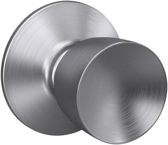 Schlage F Series F10VBEL626 Passage Knob, Metal, Satin Chrome, 2-3/8, 2-3/4 in Backset, 1-3/8 to 1-3/4 in Thick Door