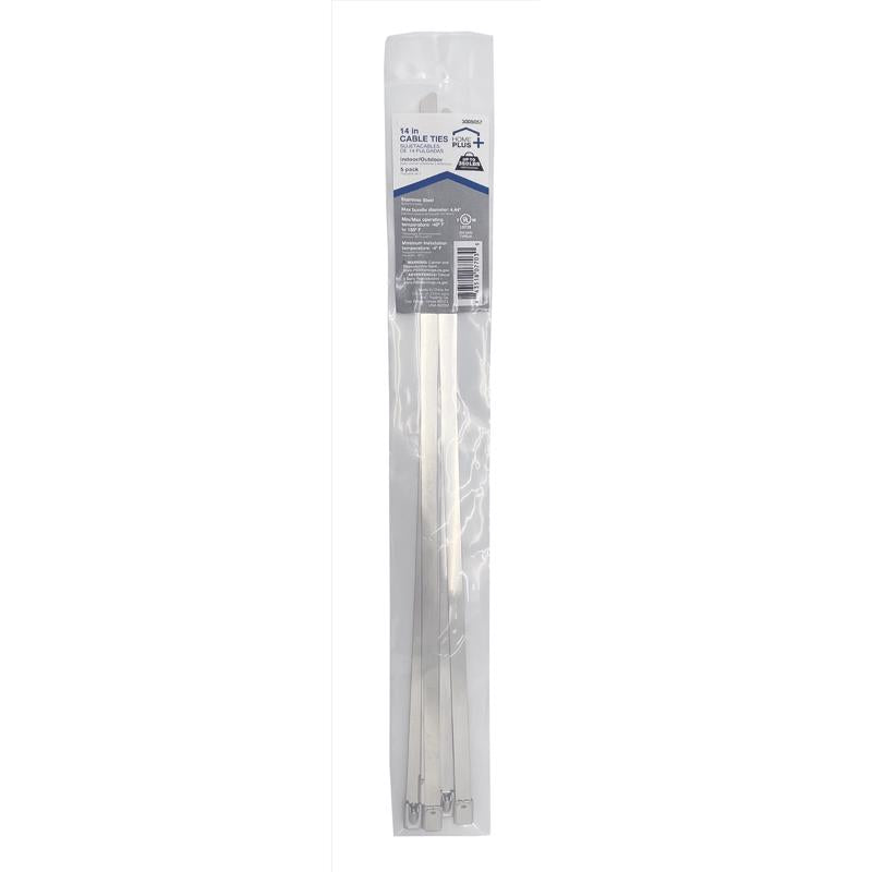 Home Plus 14 in. L Silver Ball Lock Cable Tie 5 pk