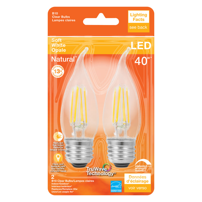 Sylvania Natural B10 E26 (Medium) LED Bulb Soft White 40 Watt Equivalence 2 pk