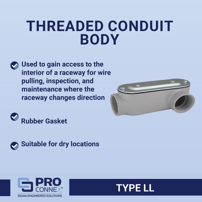 Sigma Engineered Solutions ProConnex 1 in. D Die-Cast Aluminum Conduit Body For Rigid/IMC 1 pk