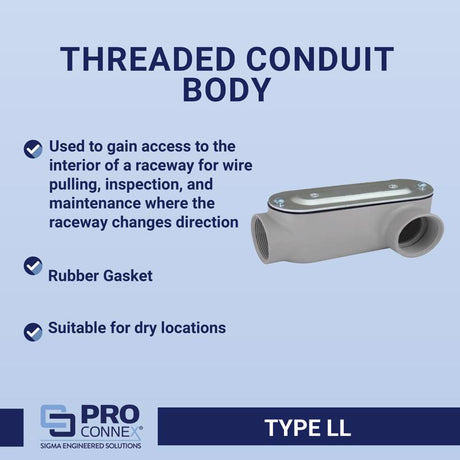 Sigma Engineered Solutions ProConnex 1 in. D Die-Cast Aluminum Conduit Body For Rigid/IMC 1 pk