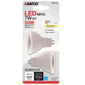 Satco MR16 GU5.3 LED Bulb Soft White 50 Watt Equivalence 2 pk