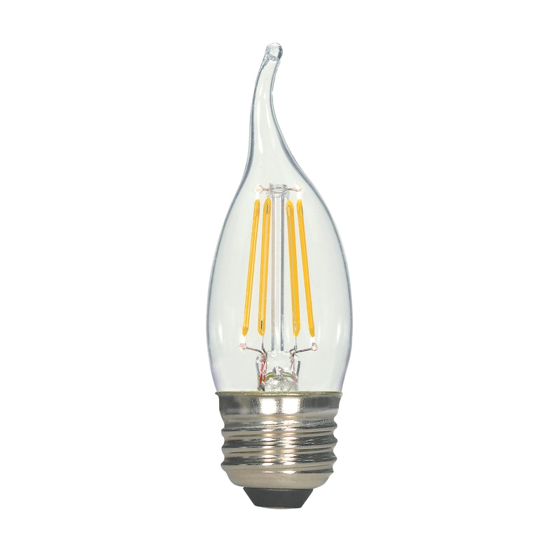 Satco CA10 (Flame Tip) E26 (Medium) LED Bulb Warm White 60 Watt Equivalence 2 pk