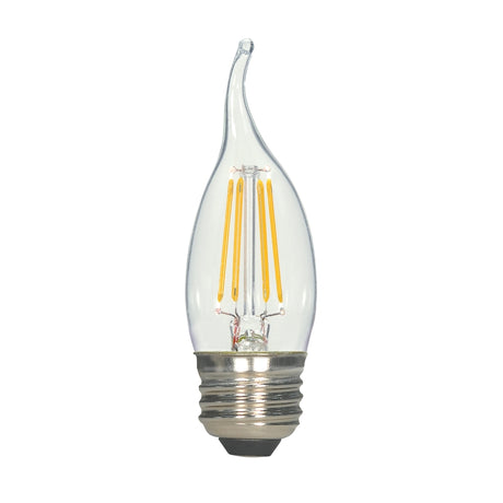Satco CA10 (Flame Tip) E26 (Medium) LED Bulb Warm White 60 Watt Equivalence 2 pk