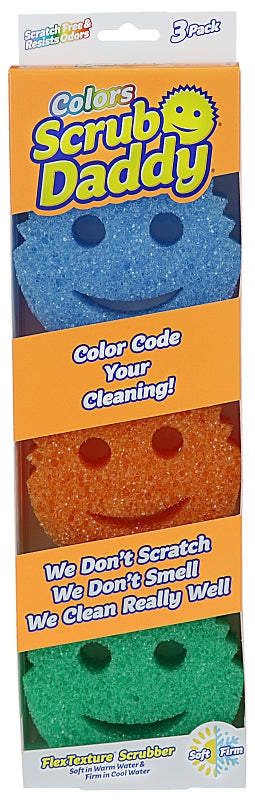 Scrub Daddy SDC3CTX12 Scrub Sponge, 3-7/8 in L, 4 in W, 2 in Thick, Foam, Multi-Color