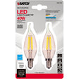 Satco CA10 (Flame Tip) E12 (Candelabra) LED Bulb Natural Light 40 Watt Equivalence 2 pk