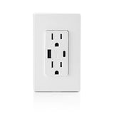 Leviton Decora 15 amps Type A/C Duplex White Outlet and USB Charger 5-15 R 2 pk