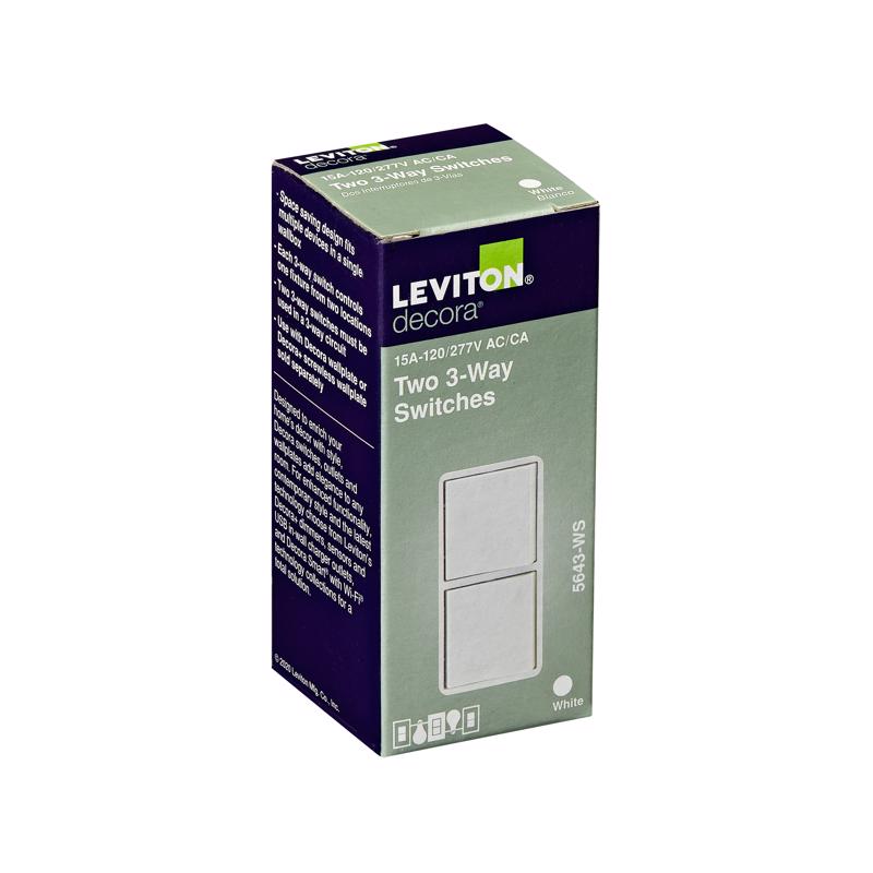 Leviton Decora 15 amps 3-Way Rocker Switch White 1 pk