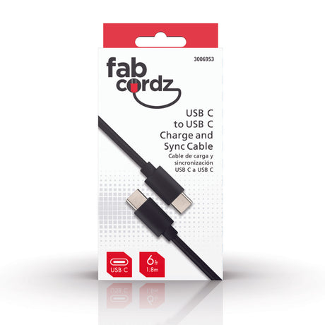 Fabcordz Type C to Type C Cable 6 ft. Black