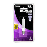 Feit Electric BPQ75/CL/MC Halogen Bulb, 75 W, Candelabra E11 Lamp Base, T4 Lamp, 3000 K Color Temp, 2000 hr Average Life