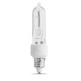 Feit Electric BPQ100/CL/MC Halogen Bulb, 100 W, Candelabra E11 Lamp Base, T4 Lamp, 3000 K Color Temp