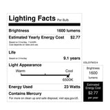 Feit Electric ESL23TM/D/4 Compact Fluorescent Bulb, 23 W, Spiral Lamp, Medium E26 Lamp Base, 1600 Lumens, Daylight Light