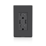 Leviton Decora 15 amps 125 V Duplex Black Outlet and USB Charger 5-15R 1 pk