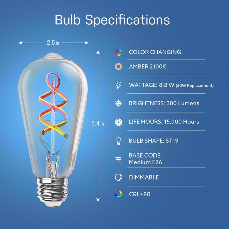Feit Smart Home ST21 E26 (Medium) Smart-Enabled LED Bulb Amber 60 Watt Equivalence 1 pk