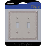 Amerelle Imperial Bead Brushed Nickel 2 gang Die-Cast Metal Toggle Wall Plate 1 pk