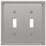 Amerelle Imperial Bead Brushed Nickel 2 gang Die-Cast Metal Toggle Wall Plate 1 pk