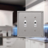 Amerelle Imperial Bead Brushed Nickel 2 gang Die-Cast Metal Toggle Wall Plate 1 pk