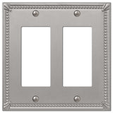 Amerelle Imperial Bead Brushed Nickel 2 gang Metal Decorator Wall Plate 1 pk