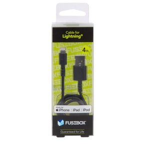 Fusebox Lightning Black USB Cable For Apple 4 ft. L, Pack of 6