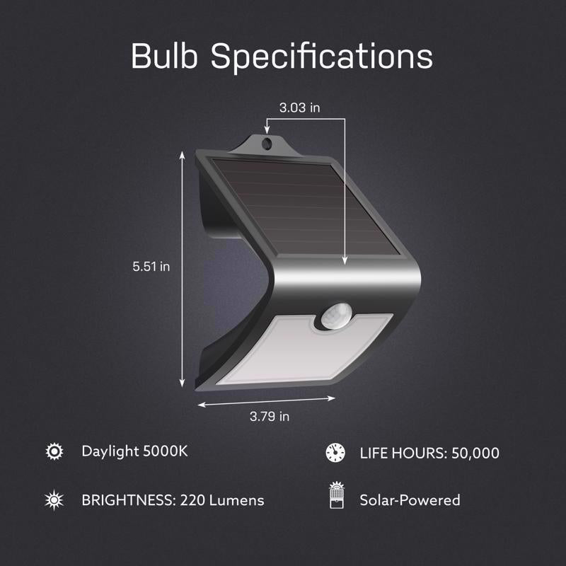Feit LED Motion-Sensing Solar Powered LED Black Security Floodlight
