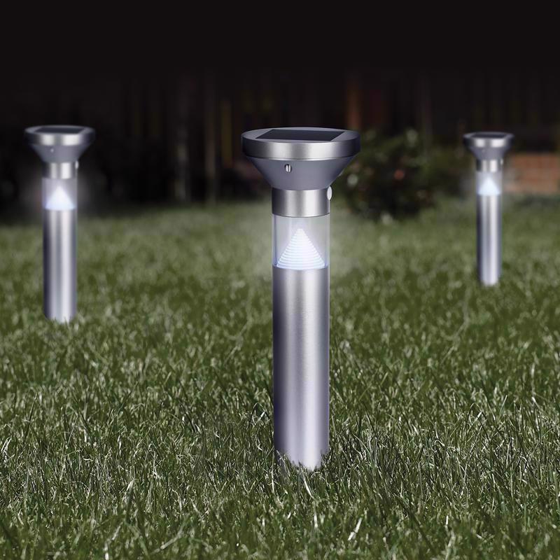 Feit OneSync Brushed Nickel Solar Powered 40 W LED Bollard Light 1 pk