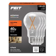 Feit Enhance A19 E26 (Medium) Filament LED Bulb Soft White 40 Watt Equivalence 4 pk