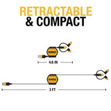 DeWalt USB to Micro to Type C 3-in-1 Cable 3 ft. Black/Yellow
